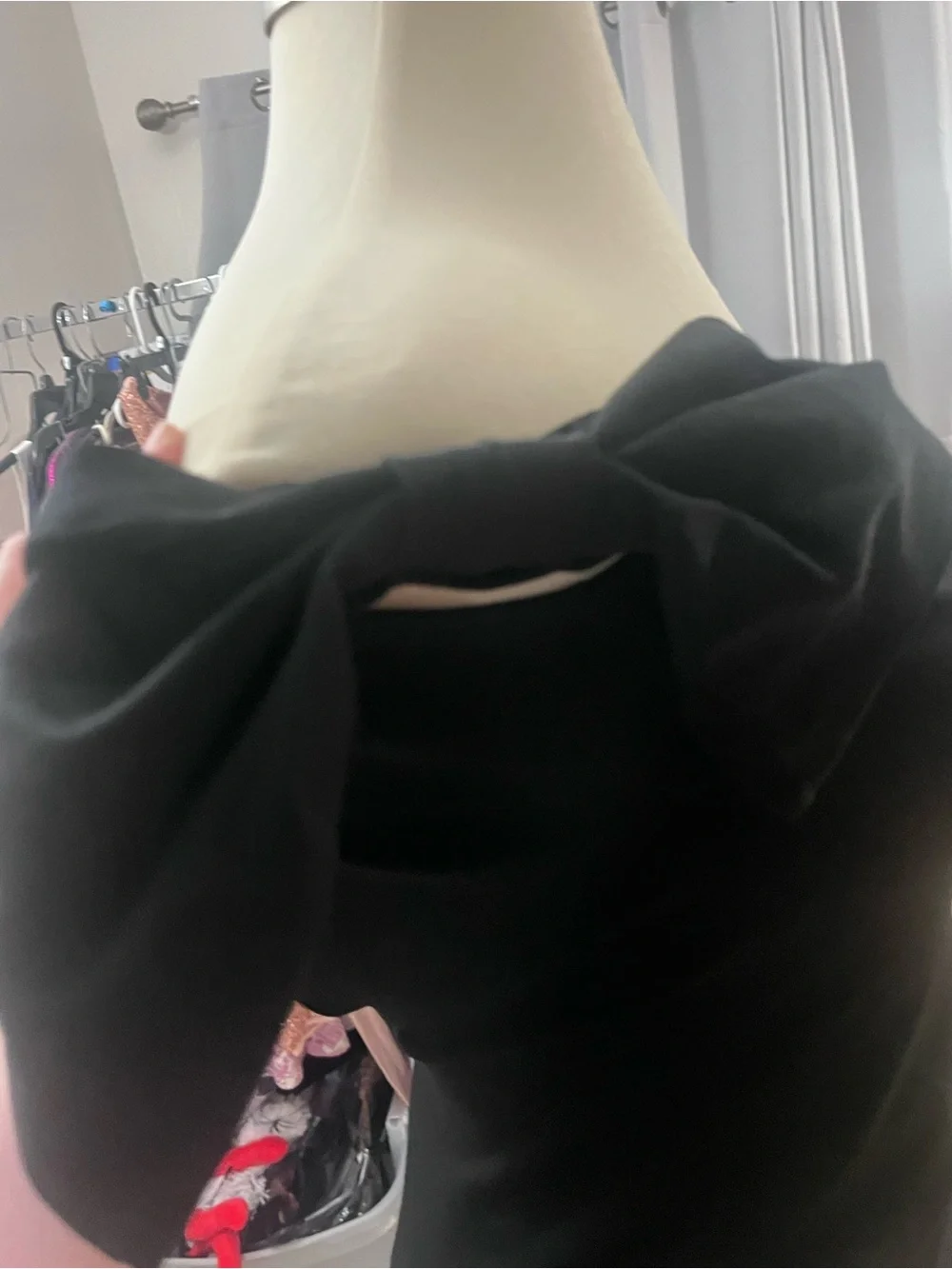 wild fable Black Mini Dress with Knot Shoulder Straps